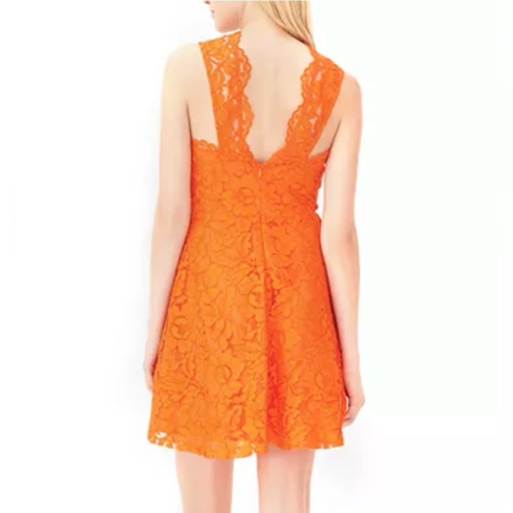 Sandro Paris Riviera Lace Dress in Tangerine Orange size 2 Medium $455 - Picture 2 of 15